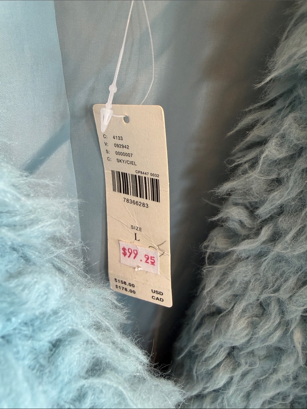 Anthropology NWT Light Blue Faux SHERPA Jacket - Women - Picture 3 of 7
